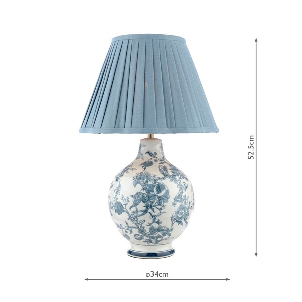 (image for) Laura Ashley Maltby Table Lamp Blue Ceramic and Antique Brass With Shade